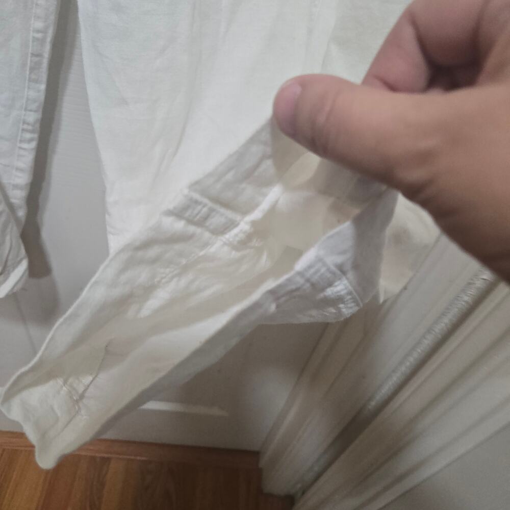 White Linen Cargo Pants Cropped Utility – Size 12 - Picture 6 of 14